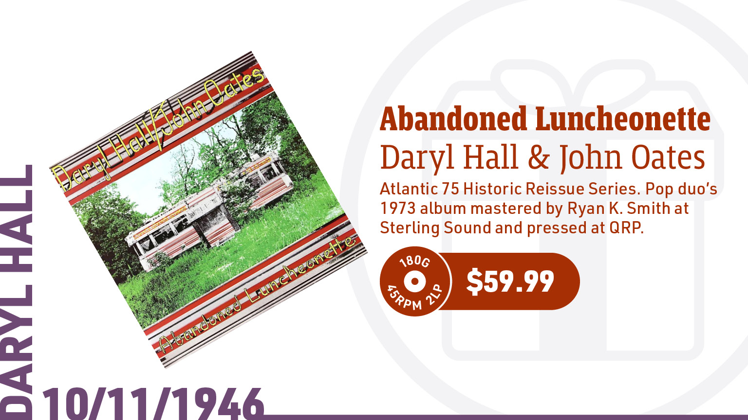 Daryl Hall & John Oates Abandoned Luncheonette (Atlantic 75 Series) 180g 45rpm 2LP