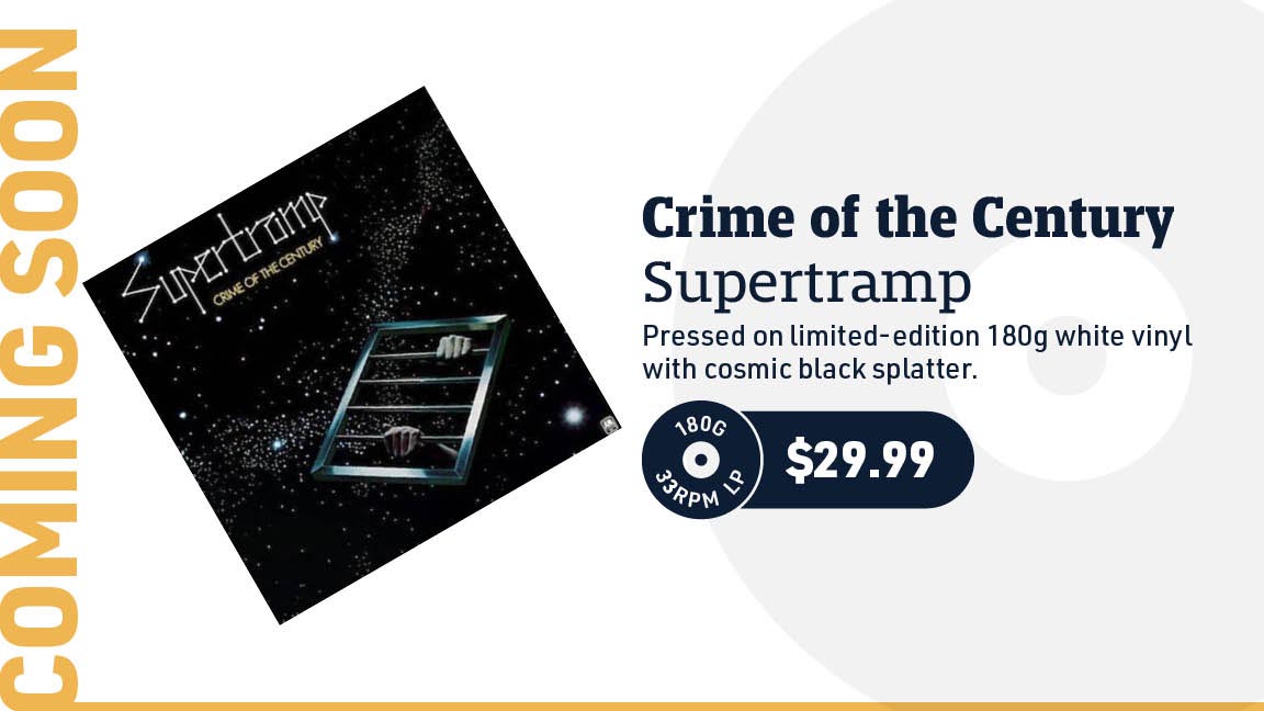 Supertramp Crime of the Century 180g LP (White Vinyl with Cosmic Black Splatter)